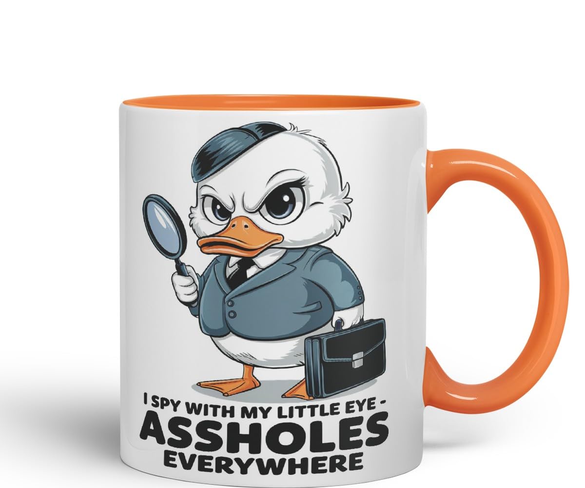 Vixar I Spy with My Little Eye Duck Mug – Coloured Ceramic Mug Cup Gift, 11oz (Black)