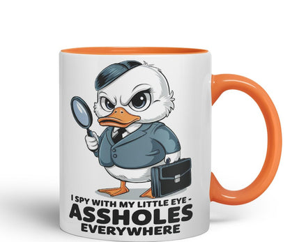 Vixar I Spy with My Little Eye Duck Mug – Coloured Ceramic Mug Cup Gift, 11oz (Black)