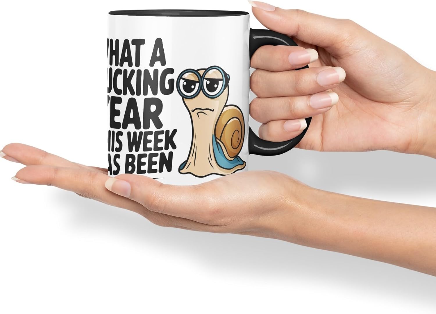 Vixar What A F** Year This Week Has Been Sarcastic Snail Coloured Ceramic Mug Cup Gift, 11oz (Black)