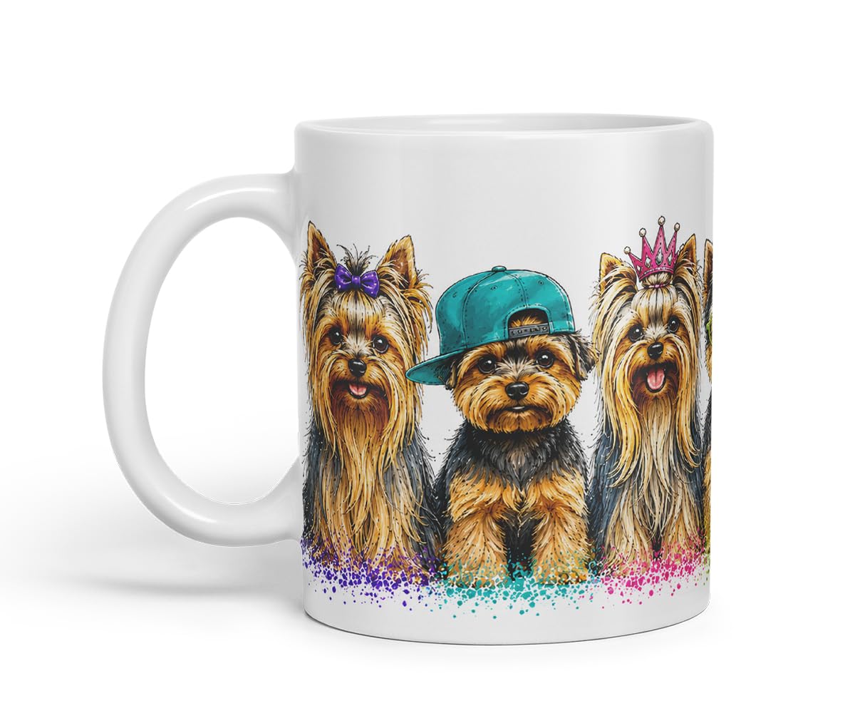 Vixar Yorkie Dog Mug – Cute Yorkshire Terrier Coloured Ceramic Mug Cup Gift, 11oz (Black)