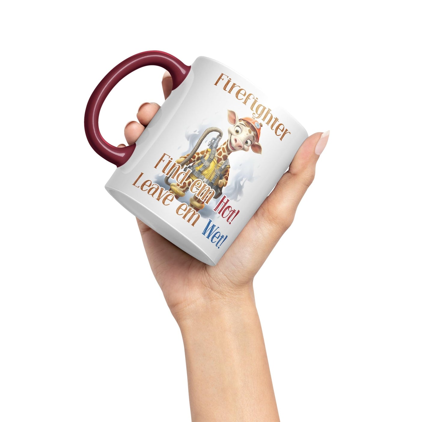 Firefighter Find em Hot! Leave em Wet! Joke sarkasm Sarcastic Ceramic Coloured Mug Cup for Tea Coffee Hot Brew 330ml 11Oz Gift