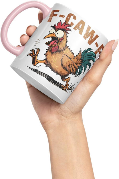 Vixar F-Caw-F Sarcastic Chicken Coloured Ceramic Mug Cup Gift Funny Sarcastic 330ml (Pink)