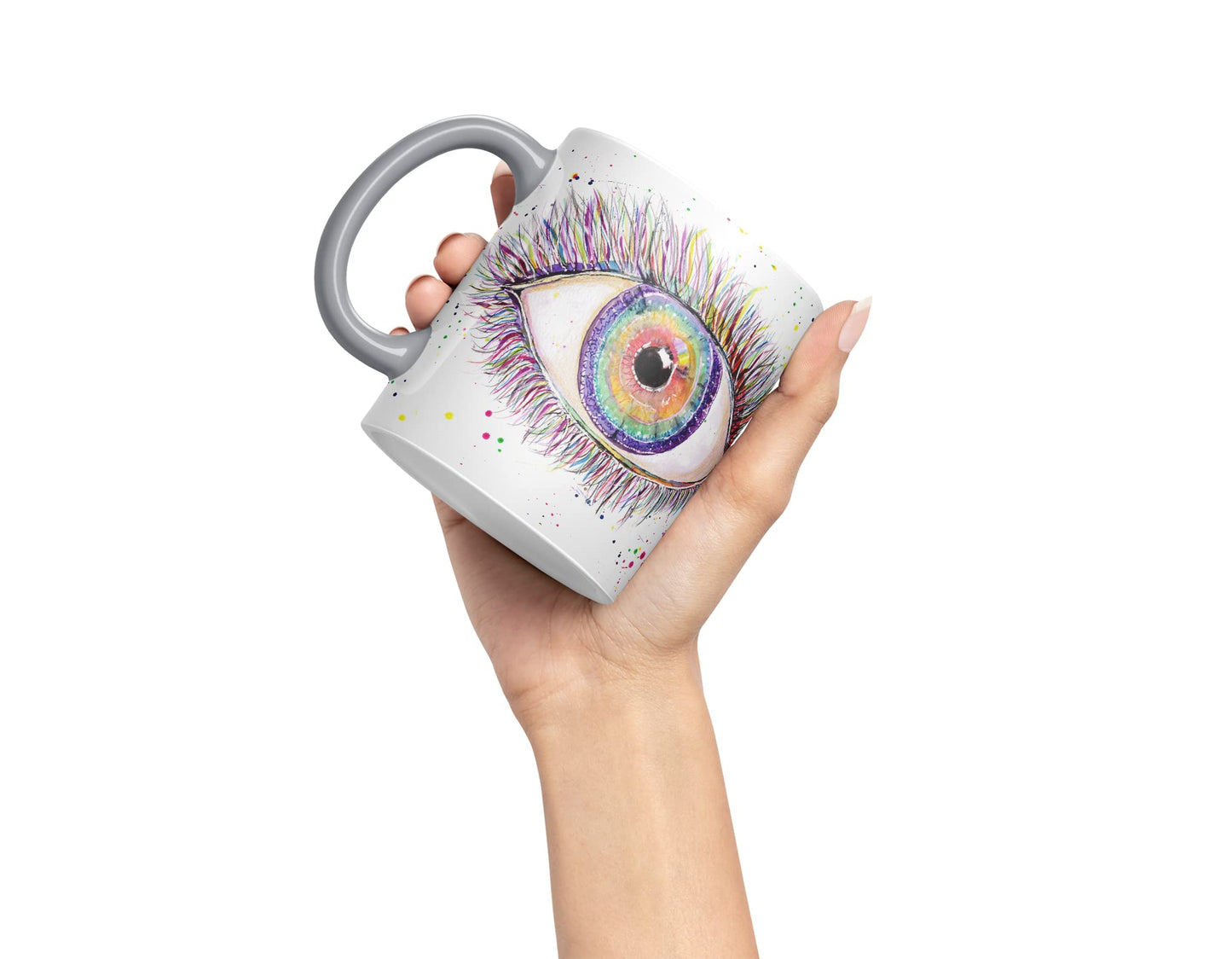 Vixar Eye Rainbow Watercolour Art Coloured Mug Cup Gift Birthday Work Office Tea Coffee