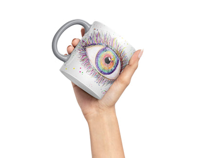 Vixar Eye Rainbow Watercolour Art Coloured Mug Cup Gift Birthday Work Office Tea Coffee
