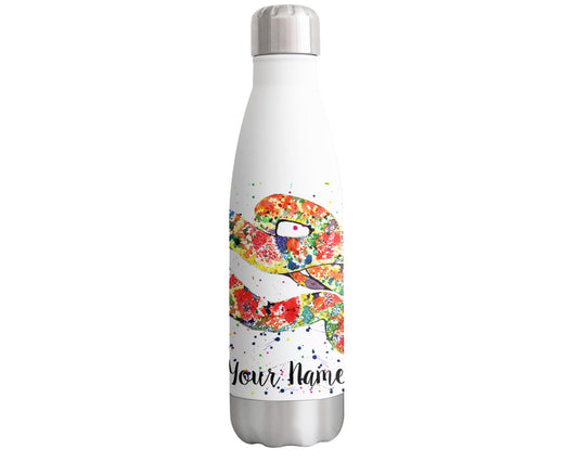 Vixar Snake Personalised Custom Bottle with your Text/name Reptile animals Watercolour Bottle Double Wall Insulated Stainless Steel Sport Drinks 500ml