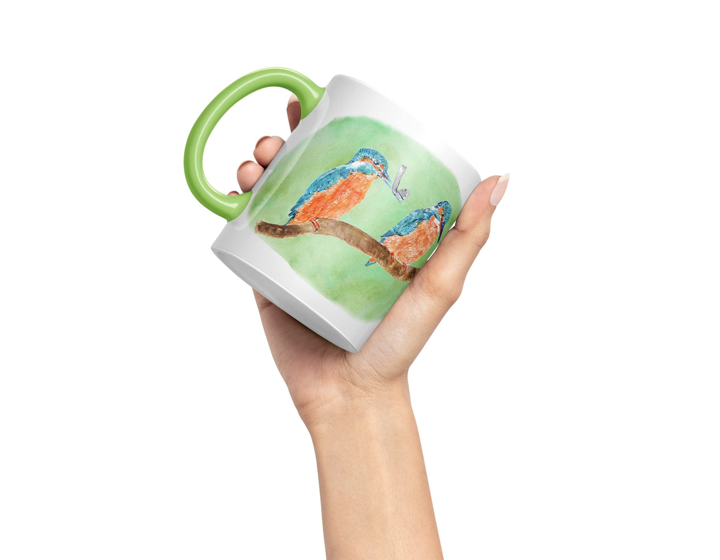 Vixar King Fisher Kingfisher Pair Bird Animals Watercolour Art Coloured Mug Cup Gift Birthday Work Office Tea Coffee