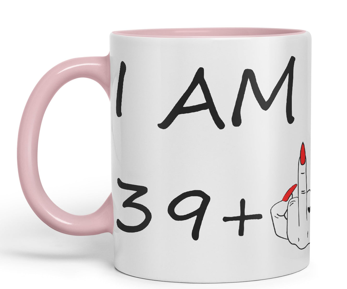 Vixar I am 39 + 1 Woman Hand Ceramic 330 ml, 11oz Coloured Mug Cup Gift Coffee Tea Happy Birthday Turning 40 Years Old as a Joke Celebration 40th Birthday Gift idea
