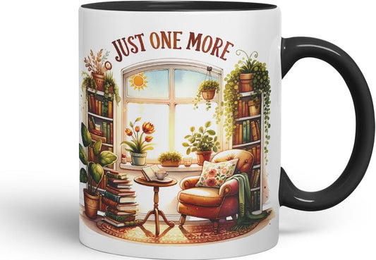 Vixar Just One More Coloured Mug Cup Cozy Reading Room Gift 11oz (Black)