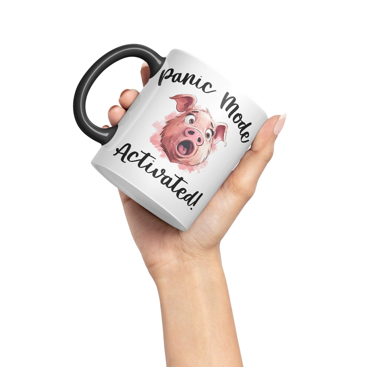 Panic Mode Activated! Pig Joke sarkasm Sarcastic Ceramic Coloured Mug Cup for Tea Coffee Hot Brew 330ml 11Oz Gift