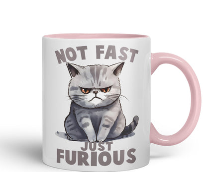Not Fast just Furious, cat Sarcastic Joke Ceramic Coloured Mug Cup for Tea Coffee Hot Brew 330ml 11Oz