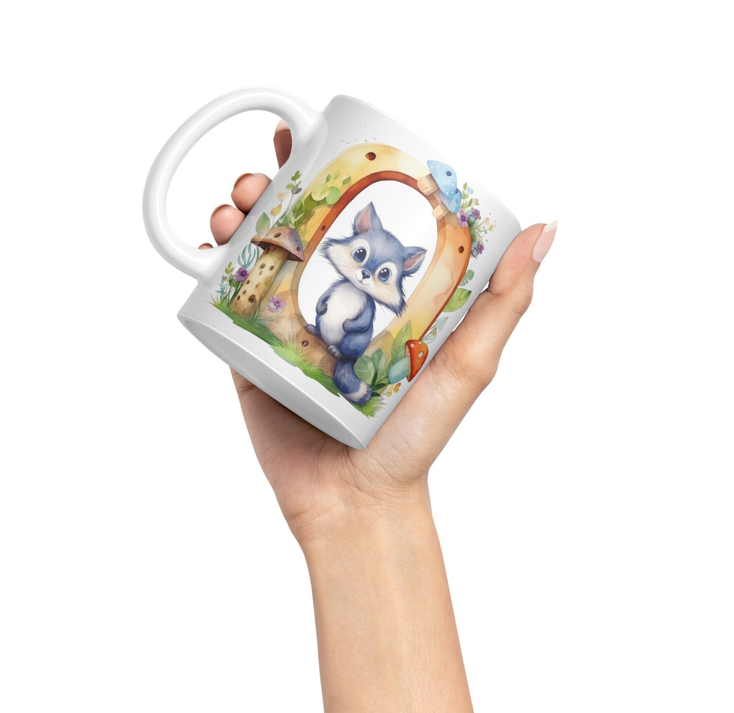 Letter O mug, Animals Alphabet Letter O Monogram animal for kids Ceramic Coloured Mug Cup for Tea Coffee Hot brew 330ml 11Oz Gift