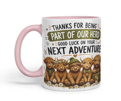 Vixar Thanks for Being Part of Our Herd Mug – Highland Cow Coworker Leaving Gift, 11oz (Black)