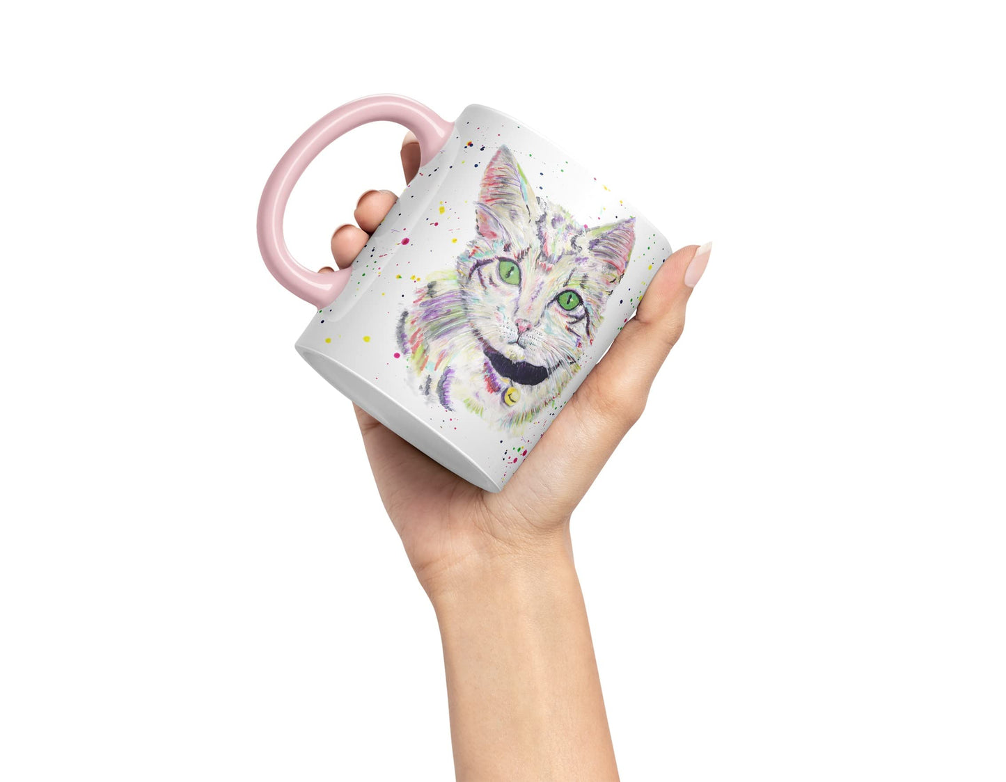Vixar Cat Kitten Feline Pet Animals Watercolour Art Coloured Mug Cup Gift Birthday Work Office Tea Coffee