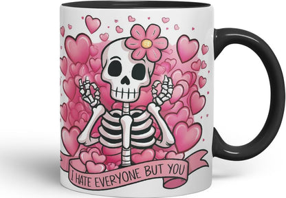 Vixar I Hate Everyone But You – Coloured Ceramic Mug Cup Gift, 11oz (Black)