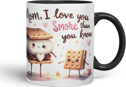 Vixar Mom, I Love You S’More Than You Know Coloured Mug Cup Cute Mother’s Day Gift 11oz (Black)