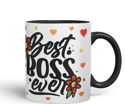 Vixar Best Boss Ever Joke Coloured Ceramic Mug Cup Gift 330ml 11oz Work Office Tea Coffee
