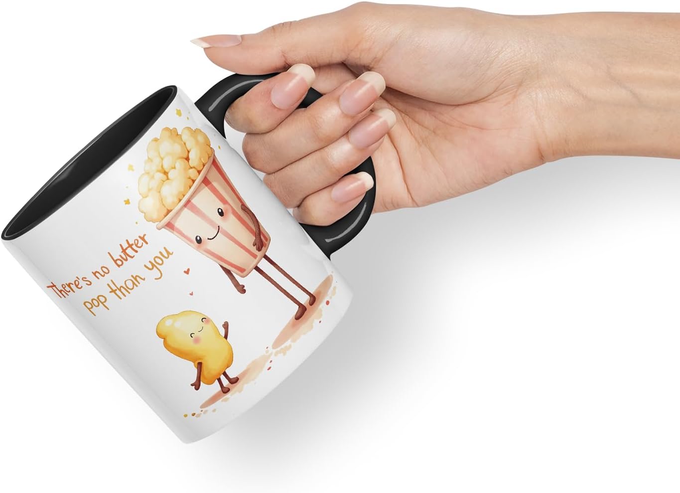 Vixar There's No Butter Pop Than You Funny Popcorn Father's Day Mug – Coloured Mug Cup Gift, 11oz (Black)