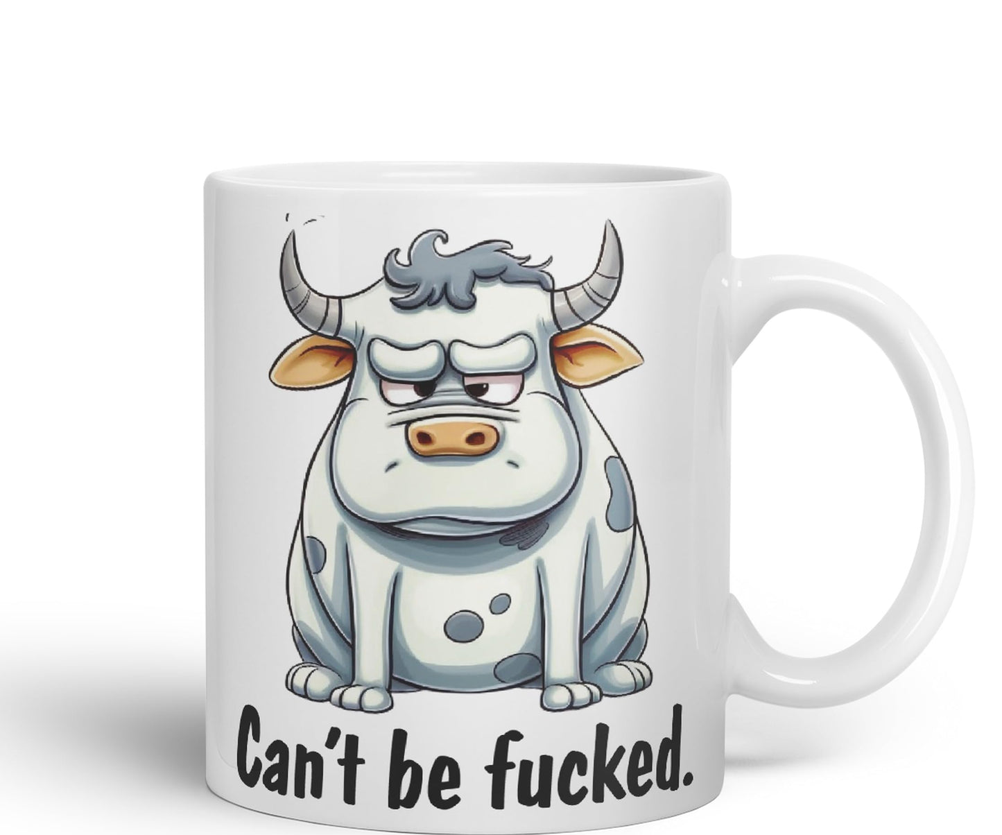Can't be Fucked Cow Sarcastic Joke Ceramic Coloured Mug Cup for Tea Coffee Hot Brew 330ml 11Oz