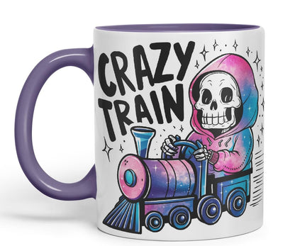 Vixar Crazy Train (Skeleton) – Coloured Ceramic Mug Cup Gift, 11oz (Black)