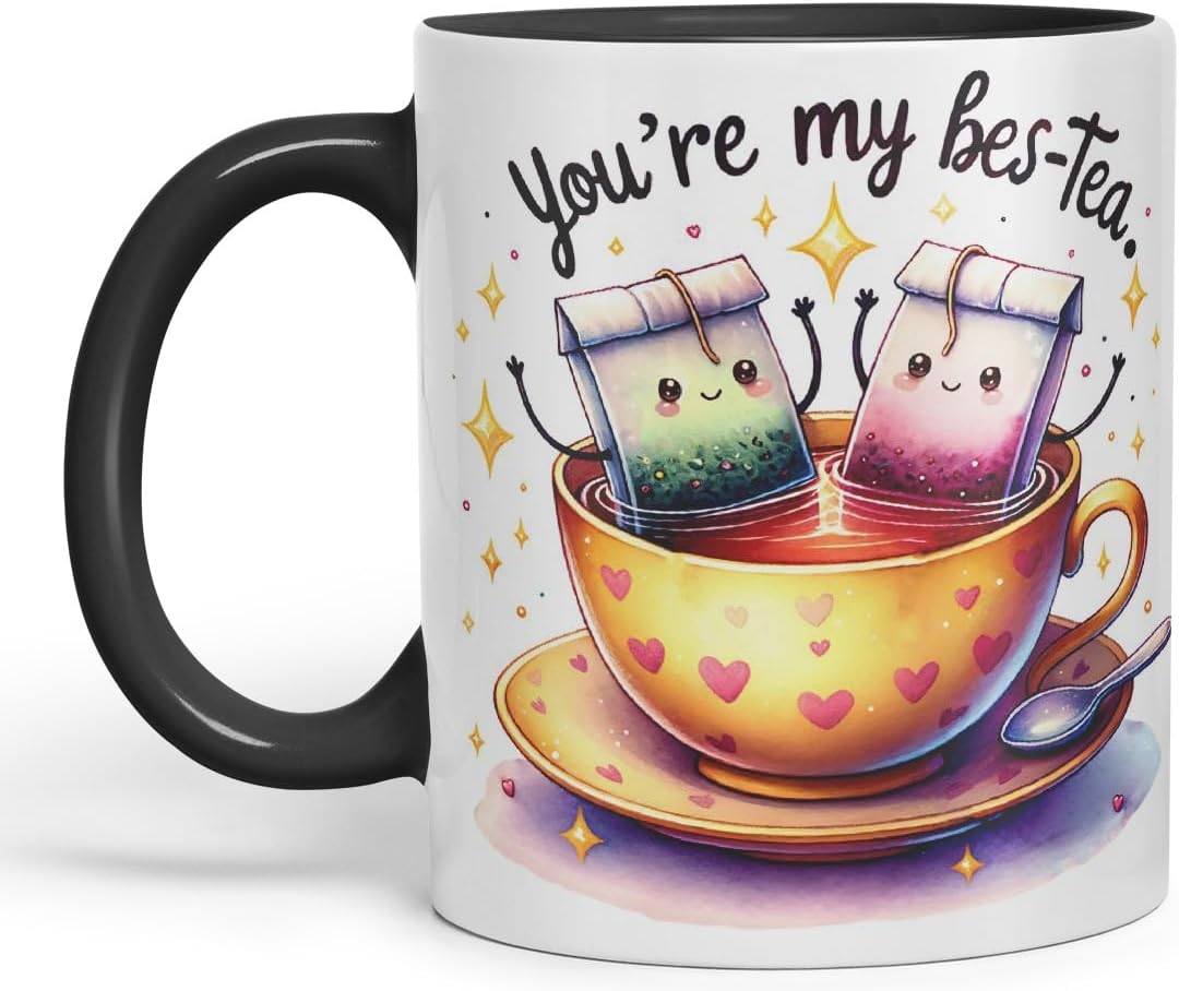 Vixar You’re My BES-Tea Coloured Ceramic Cup Mug – Gift for Best Friend, Couple or Coworker – 11oz (Black)