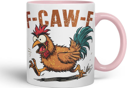 Vixar F-Caw-F Sarcastic Chicken Coloured Ceramic Mug Cup Gift Funny Sarcastic 330ml (Pink)
