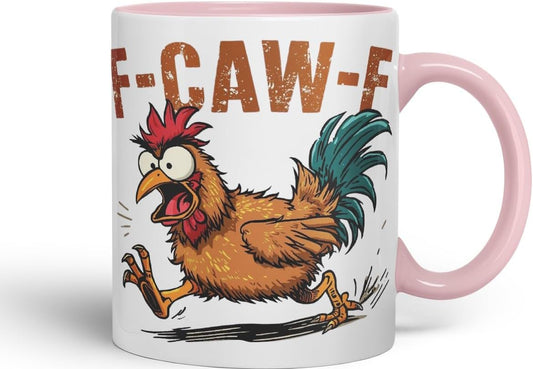 Vixar F-Caw-F Sarcastic Chicken Coloured Ceramic Mug Cup Gift Funny Sarcastic 330ml (Pink)