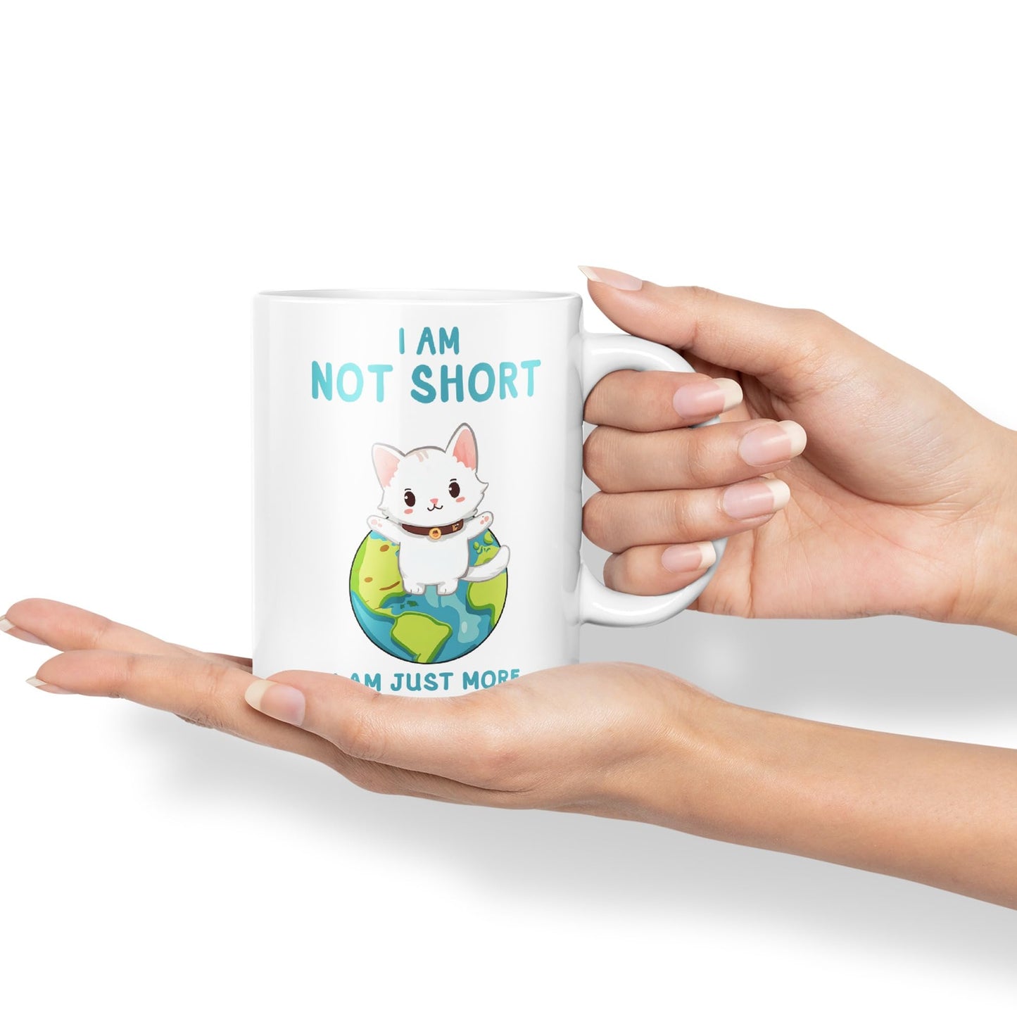 Vixar I am not Short Cats Sarcastic Joke Ceramic Coloured Mug Cup for Tea Coffee Hot Brew 330ml 11oz