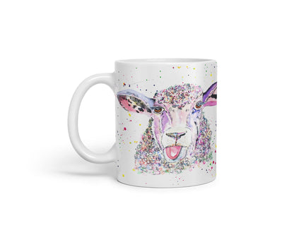 Vixar Sheep Eve Farm Animals Watercolour Art Coloured Mug Cup Gift Birthday Work Office Tea Coffee