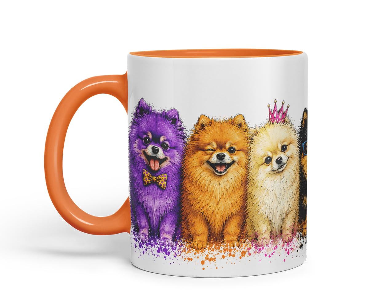 Vixar Pomeranian Dog Mug – Cute Pomeranian Dog Coloured Ceramic Mug Cup Gift, 11oz (Black)