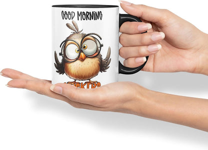 Vixar Good Morning Cluckers Coloured Ceramic Mug Cup 11oz Funny Sarcastic Gift (Black)