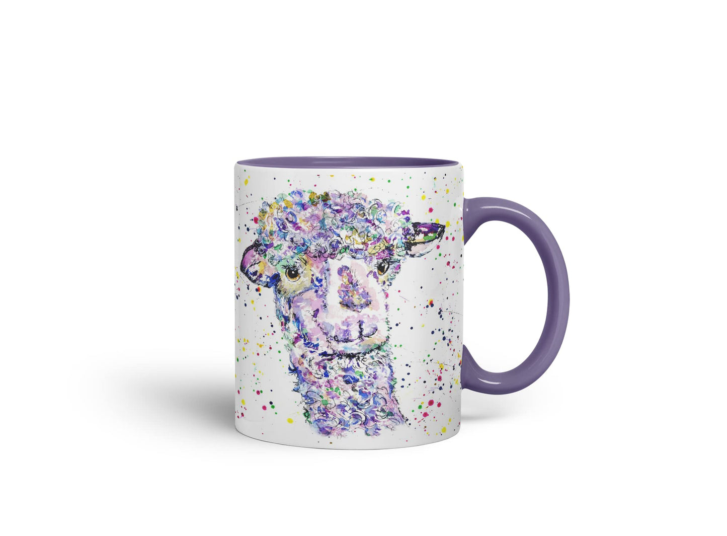 Vixar Llama lama Wildlife Farm Animals Watercolour Art Coloured Mug Cup Gift Birthday Work Office Tea Coffee