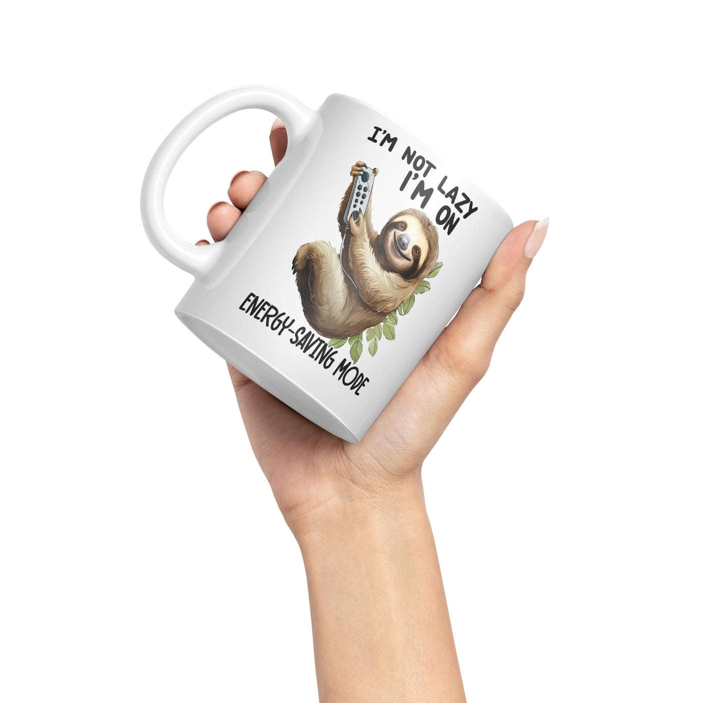 I'm Not Lazy I'm On Energy-Saving Mode Sloth Joke sarkasm Sarcastic Ceramic Coloured Mug Cup for Tea Coffee Hot Brew 330ml 11Oz Gift