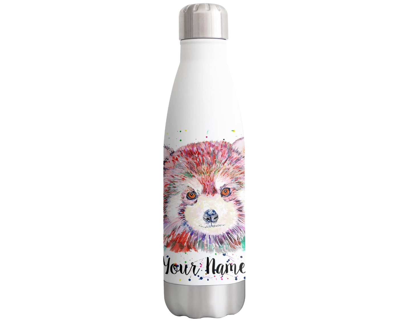 Red Panda Personalised Custom Bottle with Your Text/Name Watercolour Bear Animals Bottle Double Wall Insulated Stainless Steel Sport Drinks 500ml