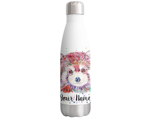 Red Panda Personalised Custom Bottle with Your Text/Name Watercolour Bear Animals Bottle Double Wall Insulated Stainless Steel Sport Drinks 500ml