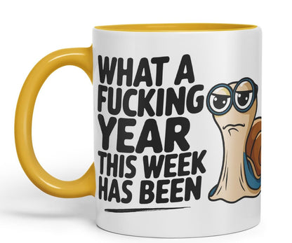 Vixar What A F** Year This Week Has Been Sarcastic Snail Coloured Ceramic Mug Cup Gift, 11oz (Black)
