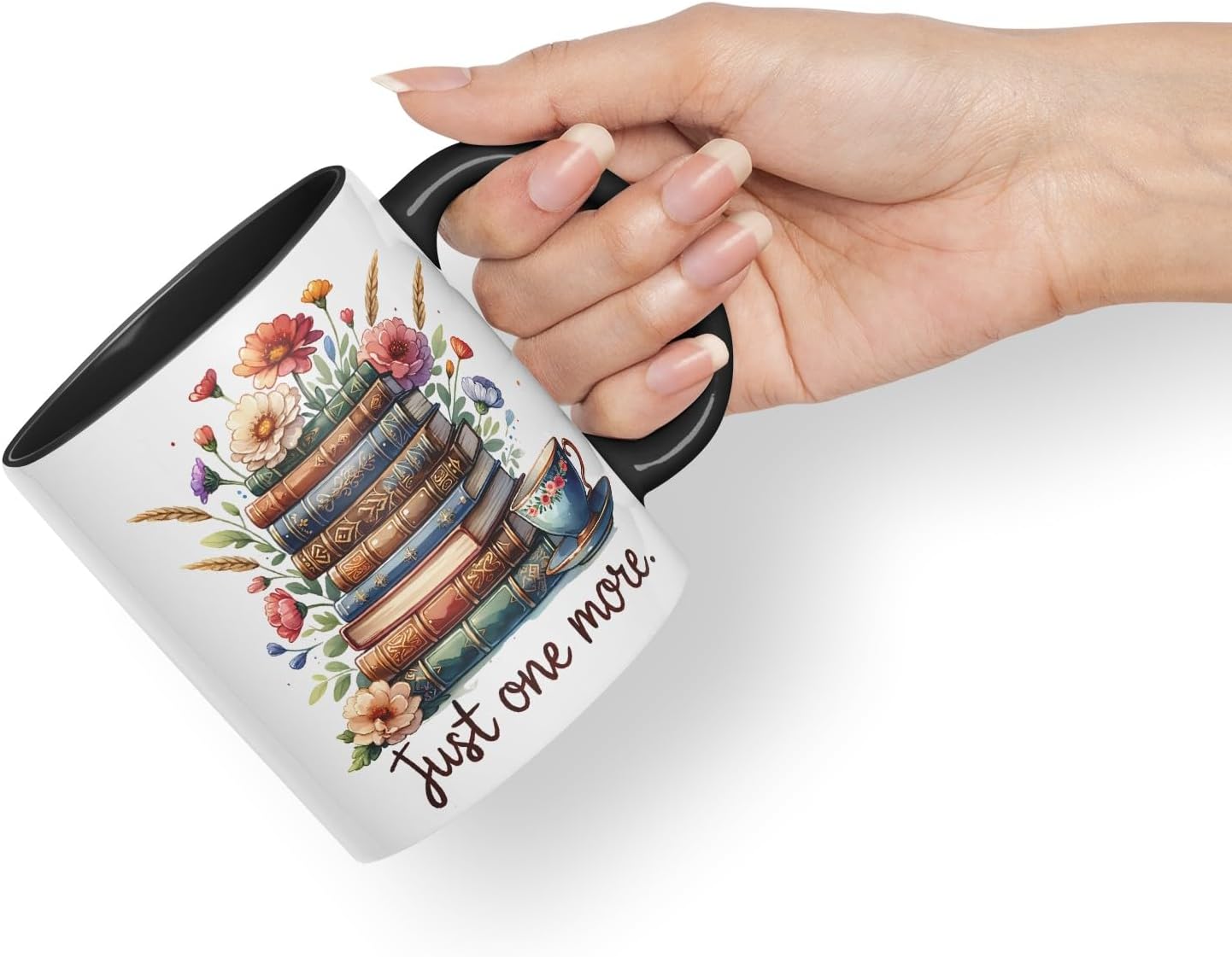 Vixar Just One More Chapter Coloured Mug Cup Cozy Reading Gift 11oz (Black)