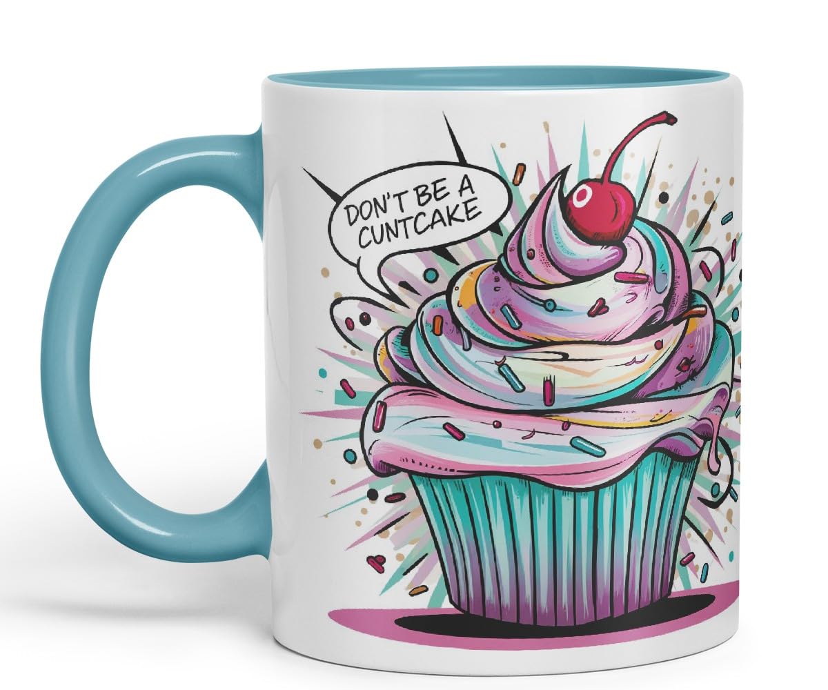 Vixar Don’t Be a Cntcake (Cupcake) – Coloured Ceramic Mug Cup Gift, 11oz (Black)
