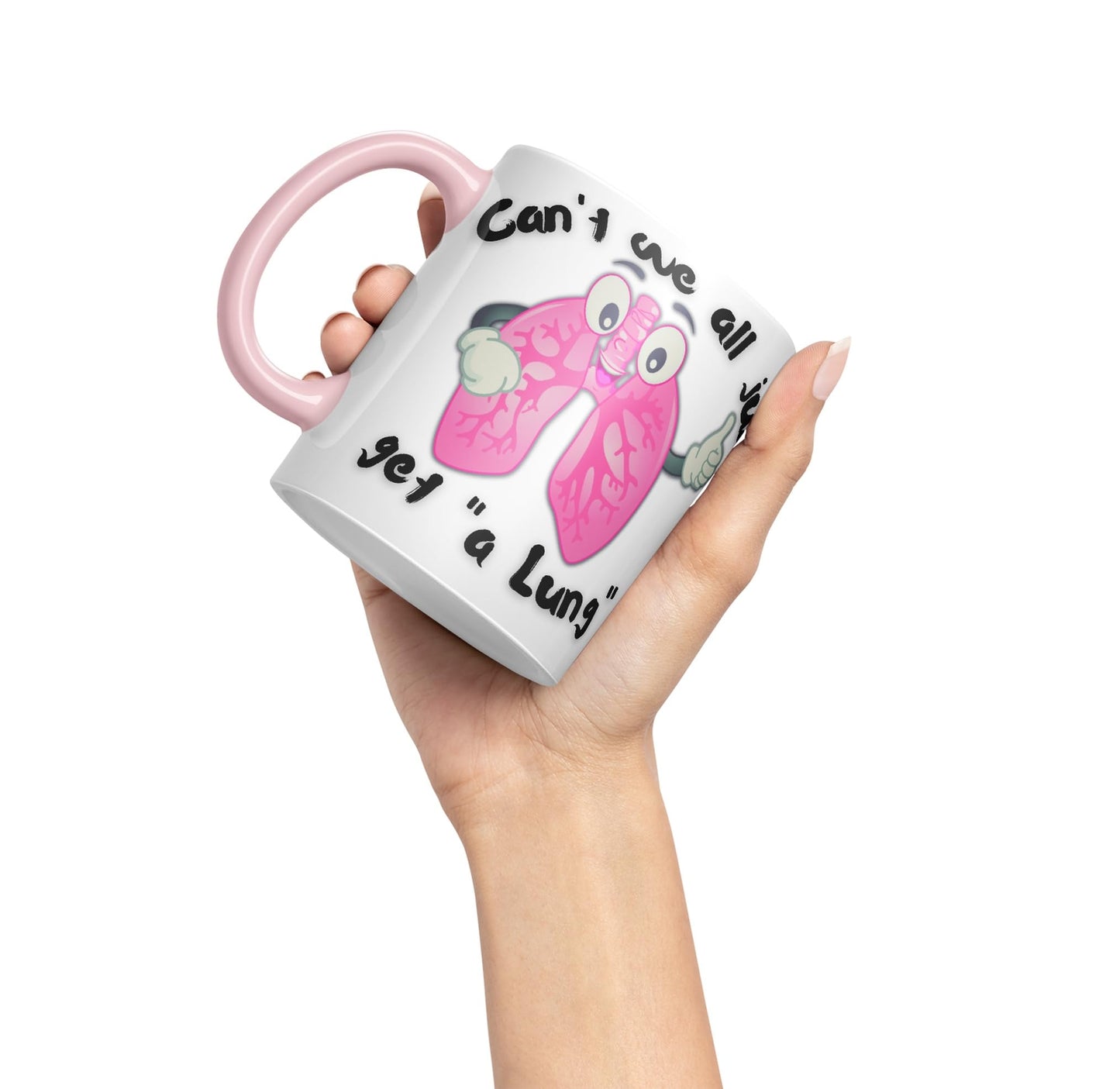 Vixar Anatomy Pun Humor Can't we All just get a Lung Coloured Ceramic 330 ml Mug Cup Gift Birthday Work Office Tea Coffee
