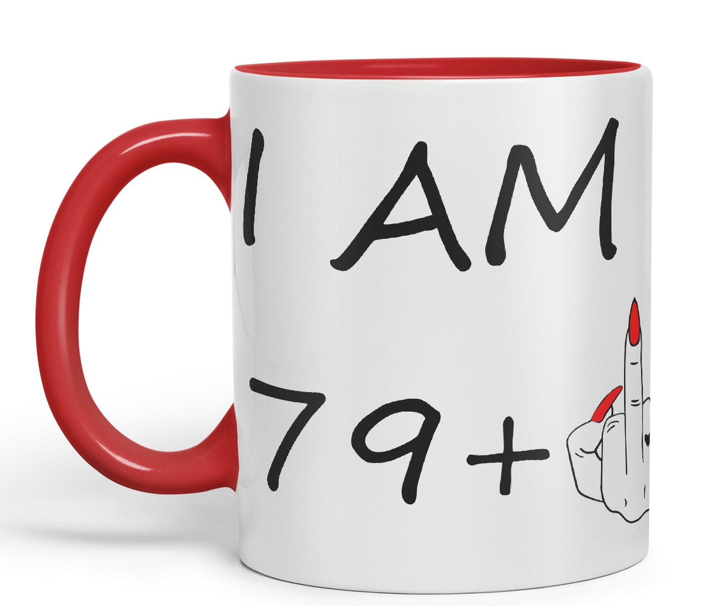 Vixar I am 79 + 1 Woman Hand Ceramic 330 ml, 11oz Coloured Mug Cup Gift Coffee Tea Happy Birthday Turning 80 Years Old as a Joke Celebration 80th Birthday Gift idea