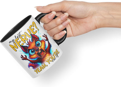Vixar My Last Nerve Yeah You're On It Sarcastic Squirrel – Coloured Ceramic Mug Cup Gift, 11oz (Black)