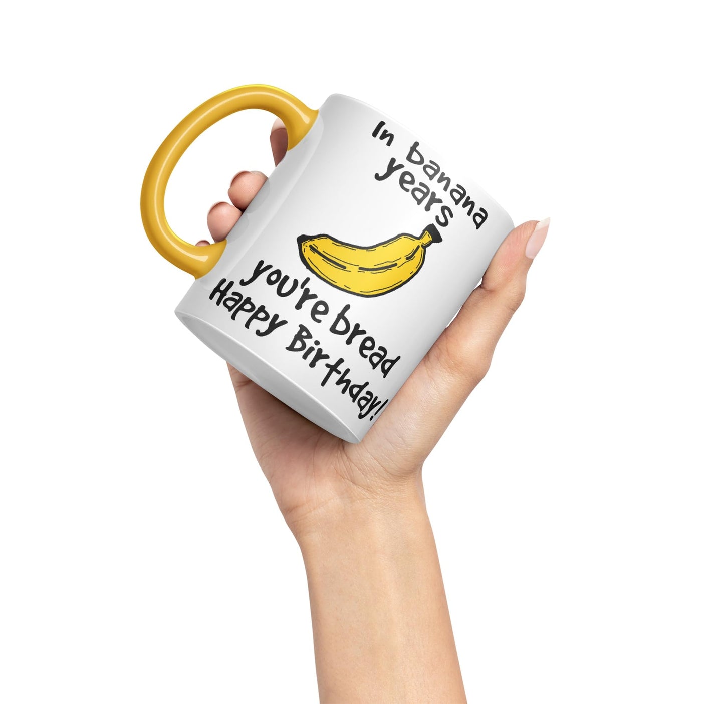 in Banana Years You're Bread Happy Birthday!, Mouse Joke sarkasm Sarcastic Ceramic Coloured Mug Cup for Tea Coffee Hot Brew 330ml 11Oz Gift