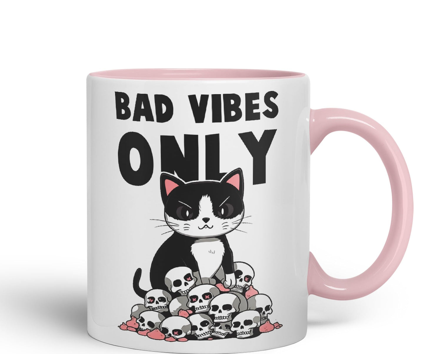 Bad Vibes Cats Sarcastic Joke Ceramic Coloured Mug Cup for Tea Coffee Hot Brew 330ml 11oz