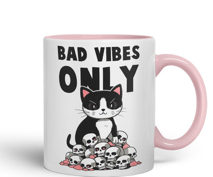 Bad Vibes Cats Sarcastic Joke Ceramic Coloured Mug Cup for Tea Coffee Hot Brew 330ml 11oz
