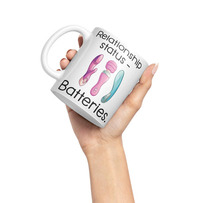 Vixar Relationship Status Batteries Adult Joke Sarcastic Tree Presents Coloured Ceramic Mug Cup Gift 330ml 11oz Work Office Tea Coffee Gift