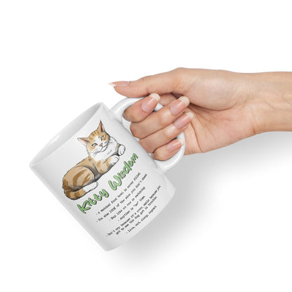 Kitty Wisdom a Watched Food… Live eat Sleep Repeat, cat Sarcastic Joke Ceramic Coloured Mug Cup for Tea Coffee Hot Brew 330ml 11Oz