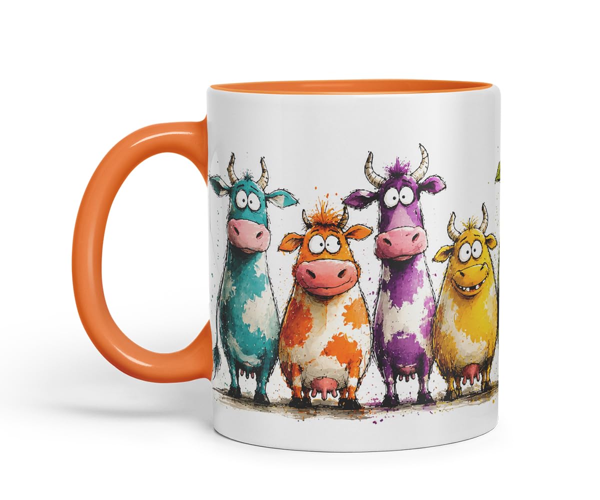 Vixar Funny Cow Mug – Cute Farm Cow Animal Coloured Ceramic Mug Cup Gift, 11oz (Black)