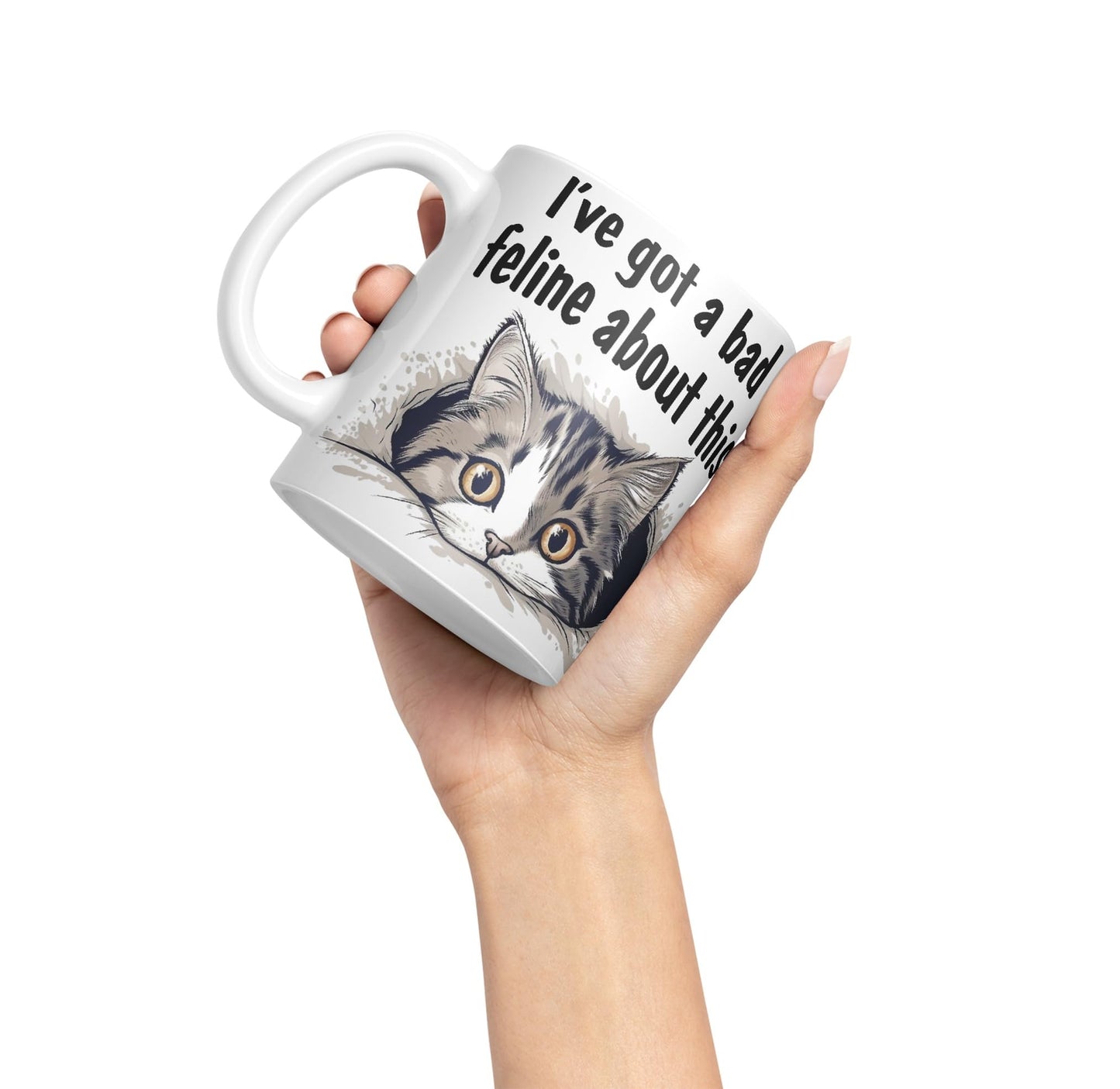 I've got a Bad Feline obout This cat Kitten Joke sarkasm Sarcastic Ceramic Coloured Mug Cup for Tea Coffee Hot Brew 330ml 11Oz Gift