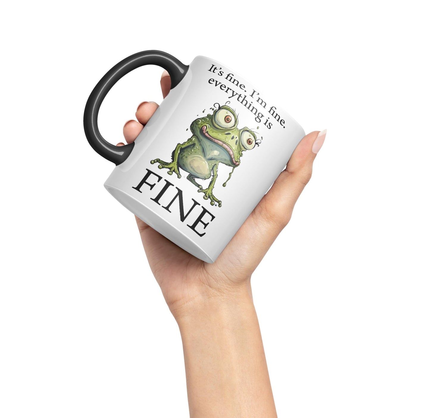 Vixar Frog It's fine I'm fine Everything is fine Joke Sarcastic Ceramic Mug Coloured Mug Cup Gift Tea Coffee Christmas