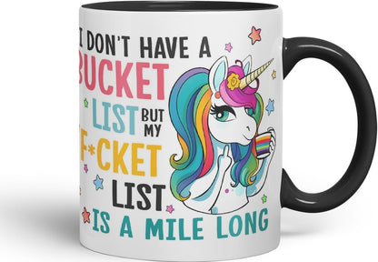 Vixar Bucket List: Coffee, Magic, Repeat – Funny Unicorn Coloured Mug Cup 11oz (Black)