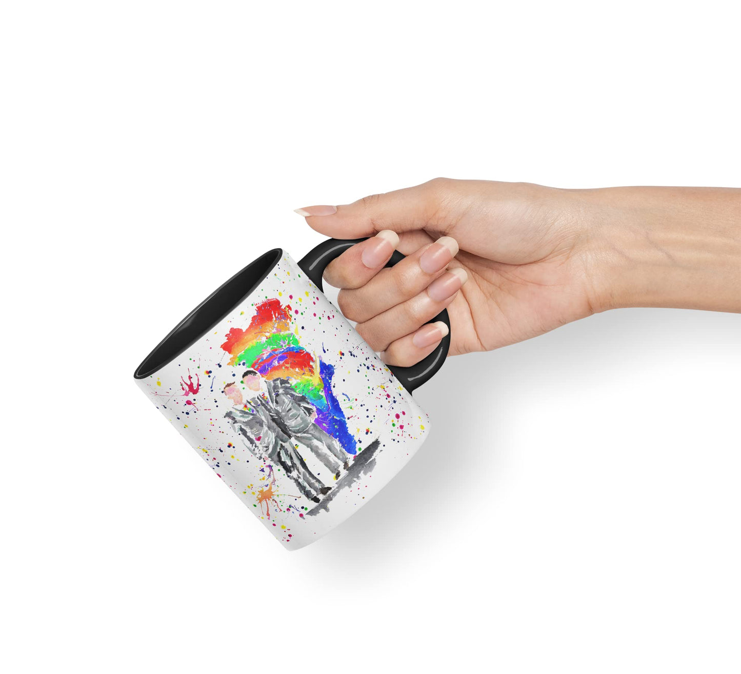 Vixar Wedding Mr and Mr Pride Gay Watercolour Art Coloured Mug Cup Gift Birthday Work Office Tea Coffee